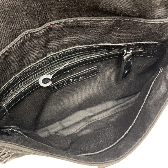 BCBGeneration | Black Leather Bag Chain Link Detailing Braided Leather Sides NEW - Picture 6 of 13